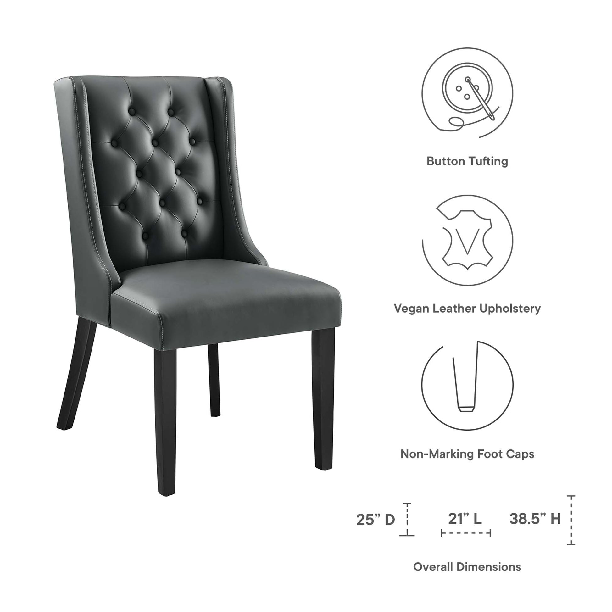 Baronet Button Tufted Vegan Leather Dining Chair - Tan