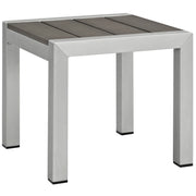 Shore Outdoor Patio Aluminum Side Table - Silver Gray