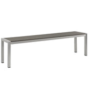 Shore Outdoor Patio Aluminum Bench - Silver Gray