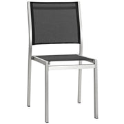 Shore Outdoor Patio Aluminum Side Chair - Silver Black