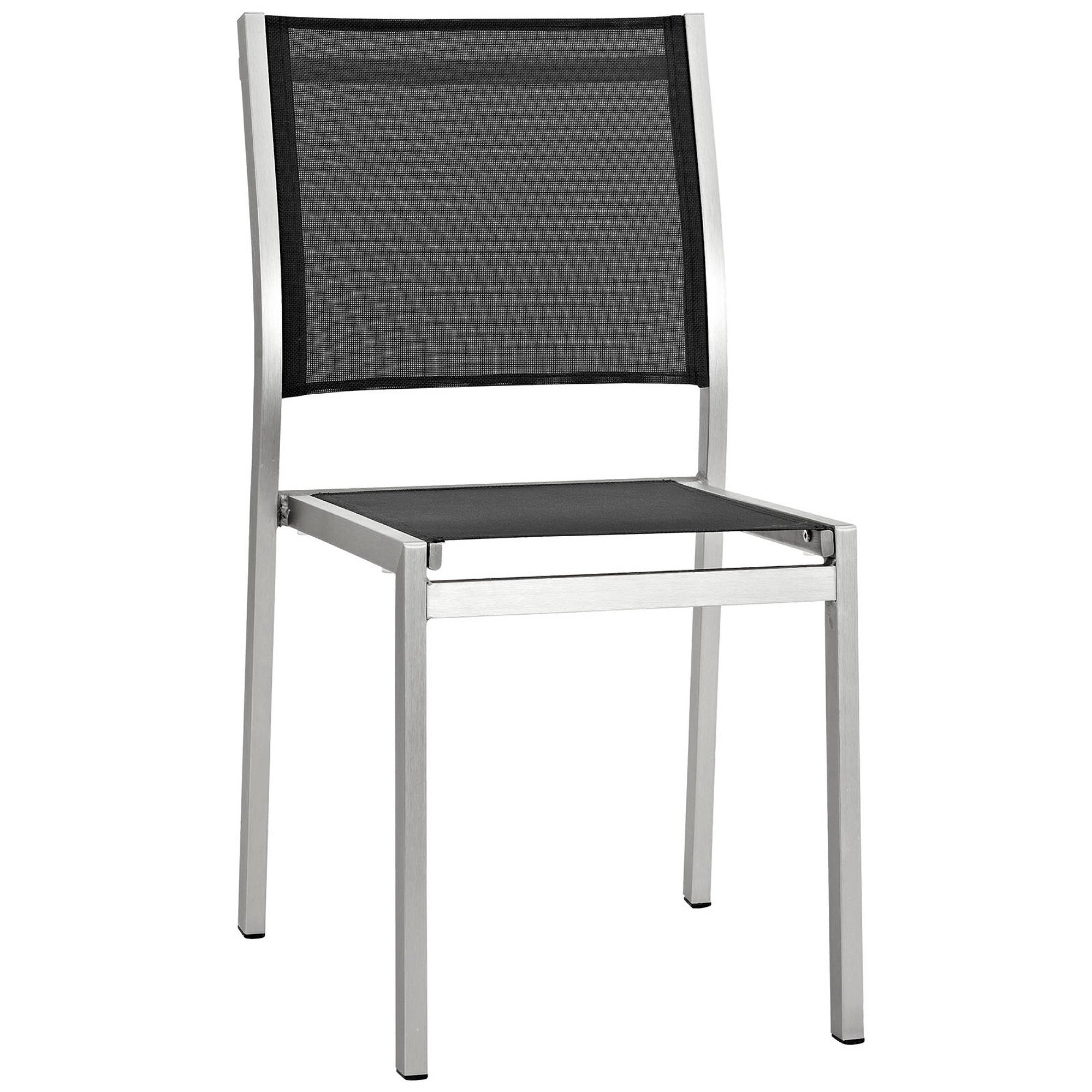 Shore Outdoor Patio Aluminum Side Chair - Silver Black