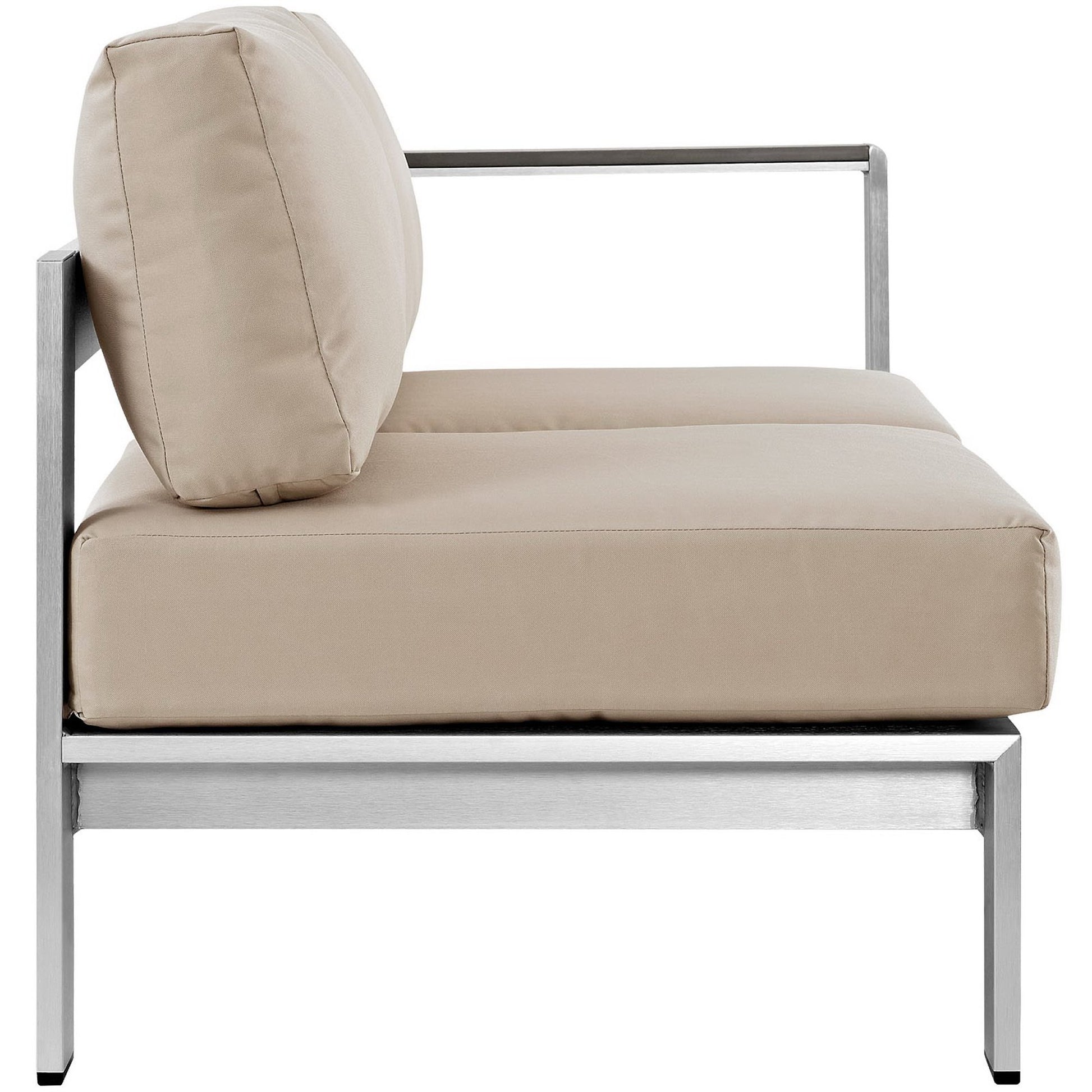 Shore Right-Arm Corner Sectional Outdoor Patio Aluminum Loveseat - Silver Gray
