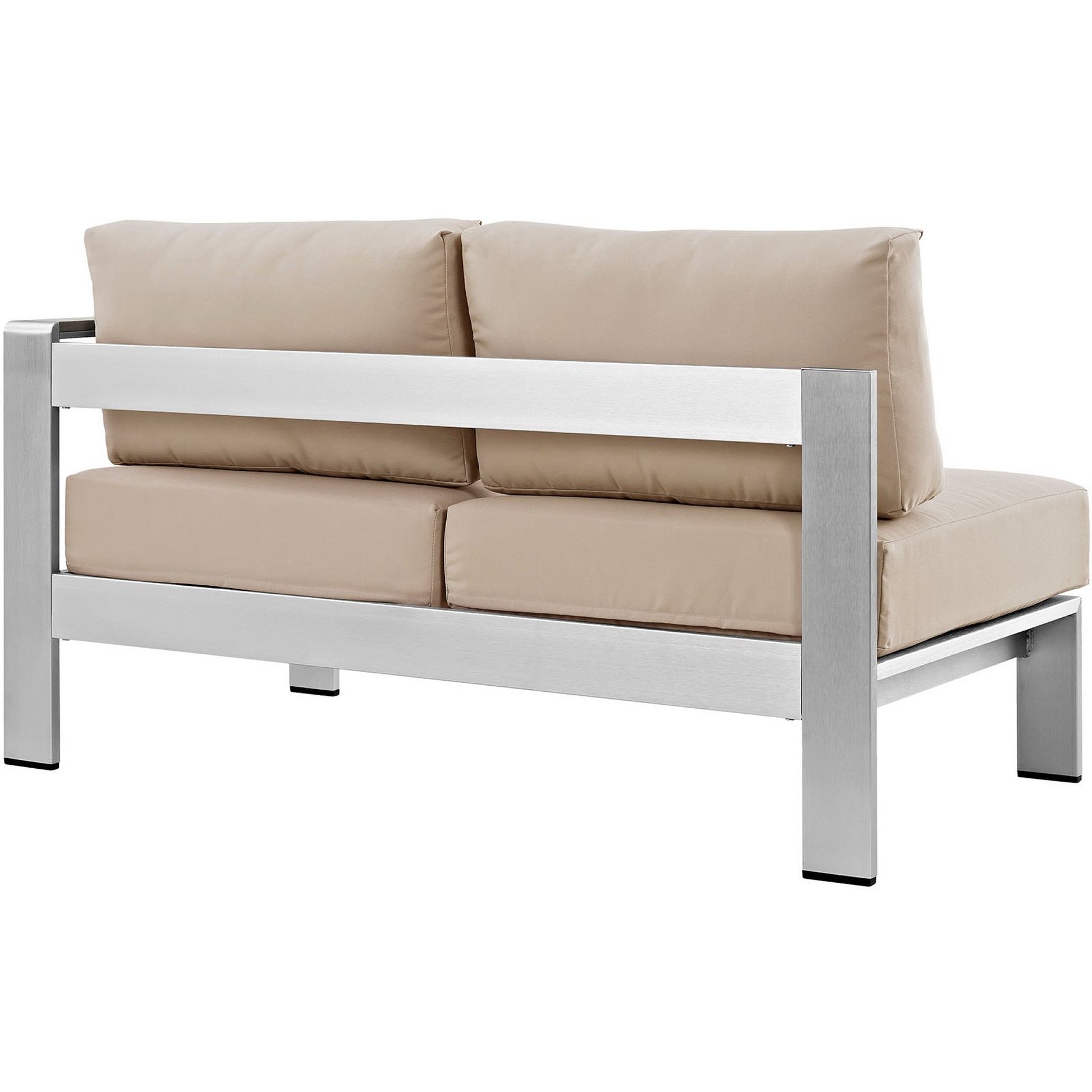 Shore Right-Arm Corner Sectional Outdoor Patio Aluminum Loveseat - Silver Navy