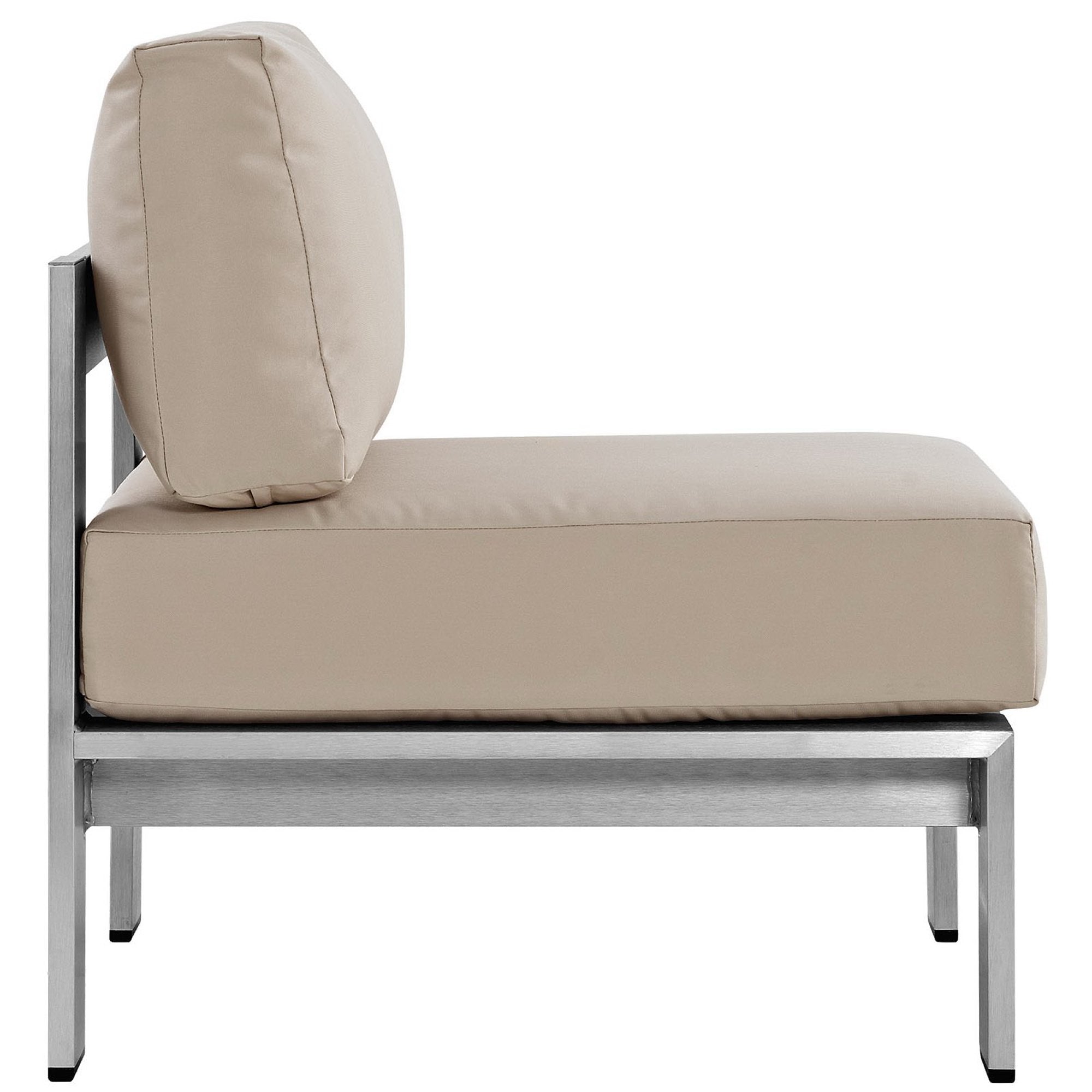 Shore Armless Outdoor Patio Aluminum Chair - Silver Gray