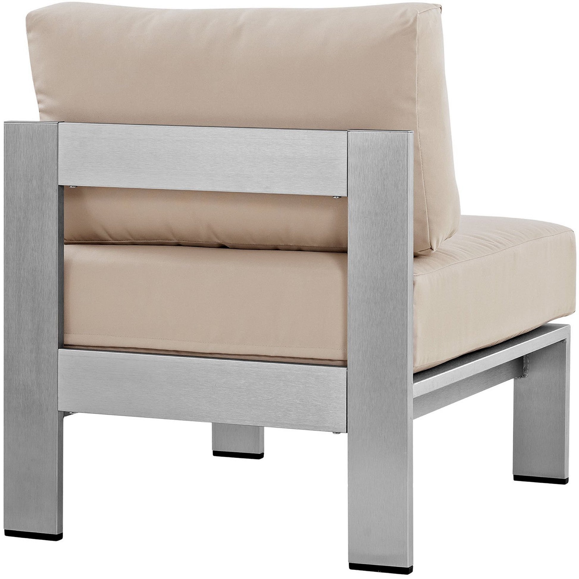 Shore Armless Outdoor Patio Aluminum Chair - Silver Navy