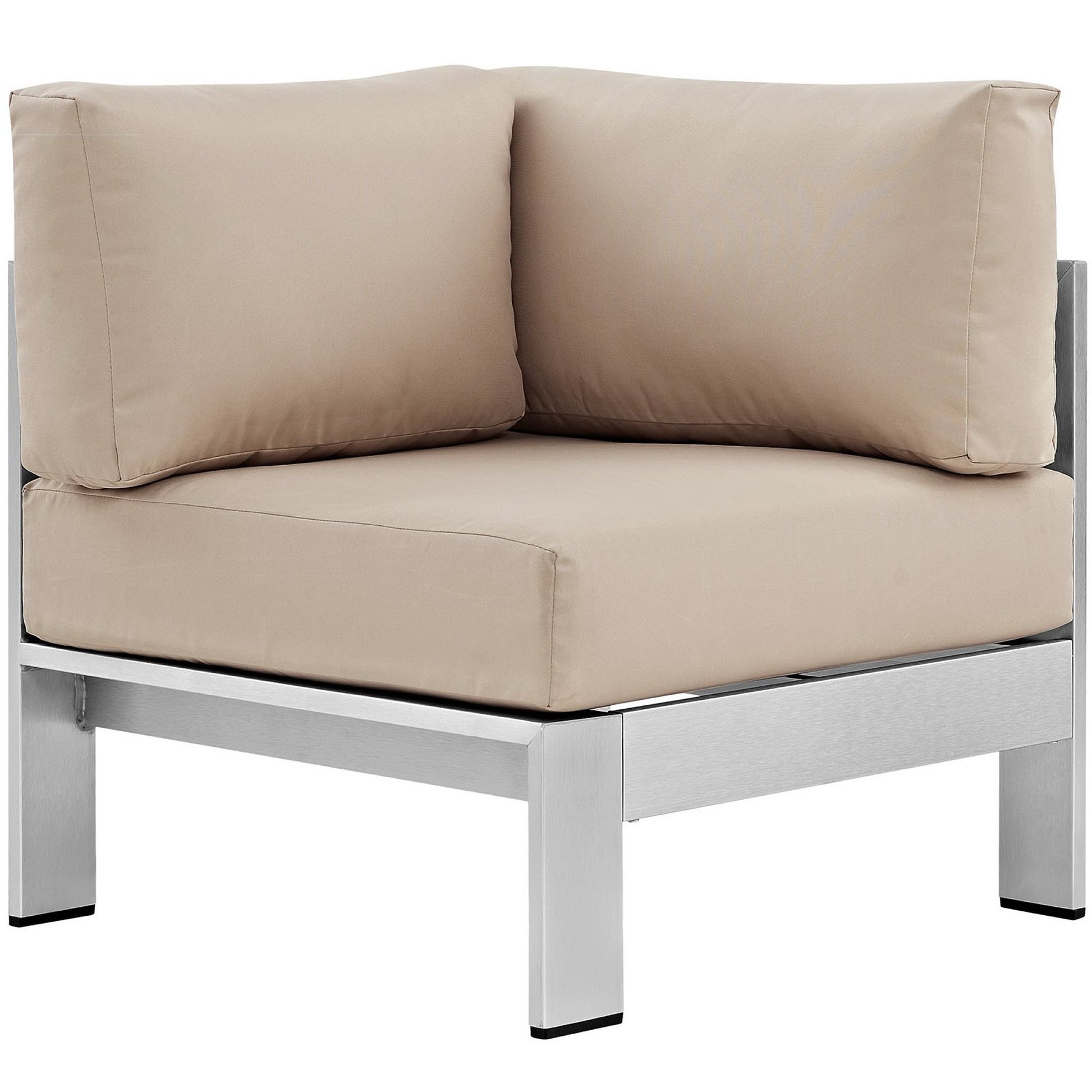 Shore Outdoor Patio Aluminum Corner Sofa - Silver Gray