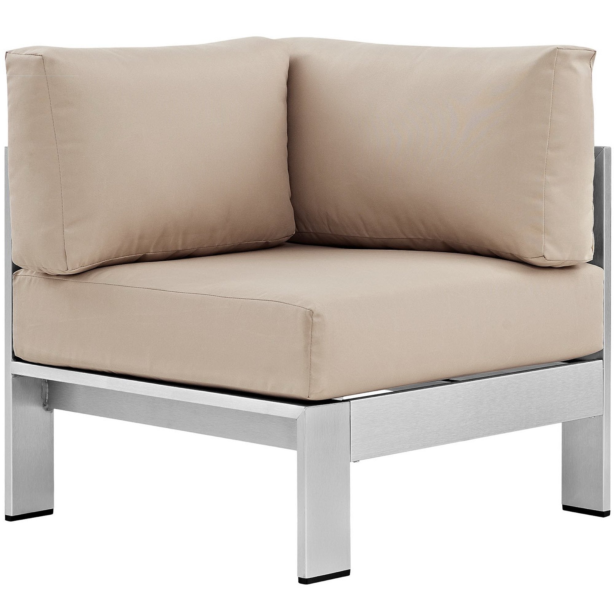 Shore Outdoor Patio Aluminum Corner Sofa - Silver Gray