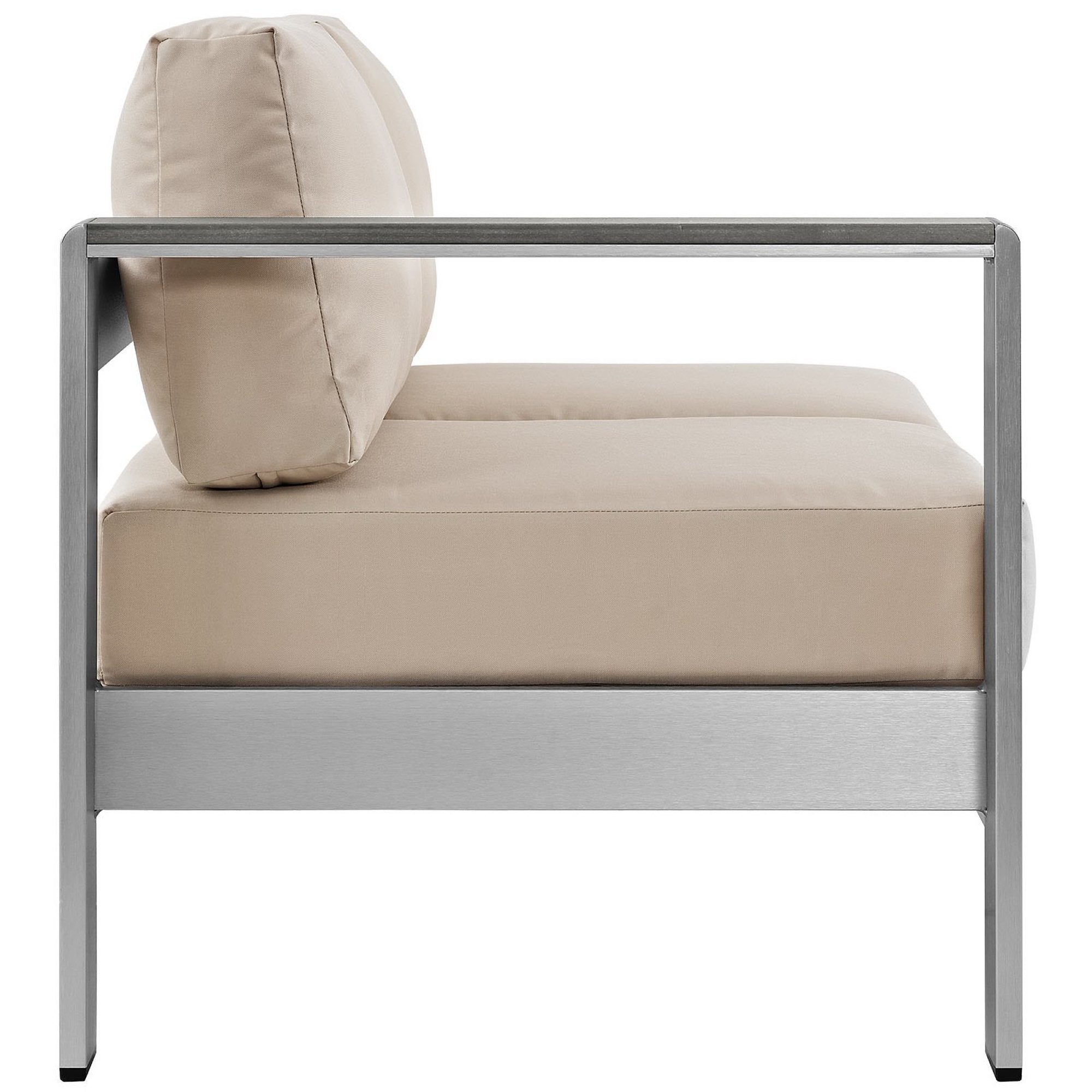 Shore Left-Arm Corner Sectional Outdoor Patio Aluminum Loveseat - Silver Gray