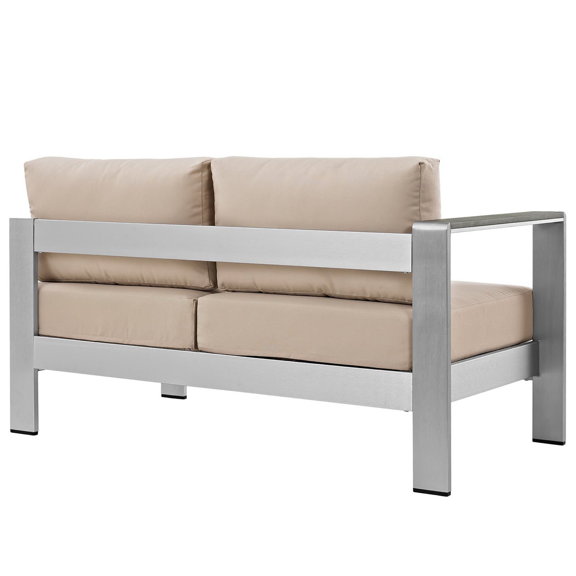 Shore Left-Arm Corner Sectional Outdoor Patio Aluminum Loveseat - Silver Navy