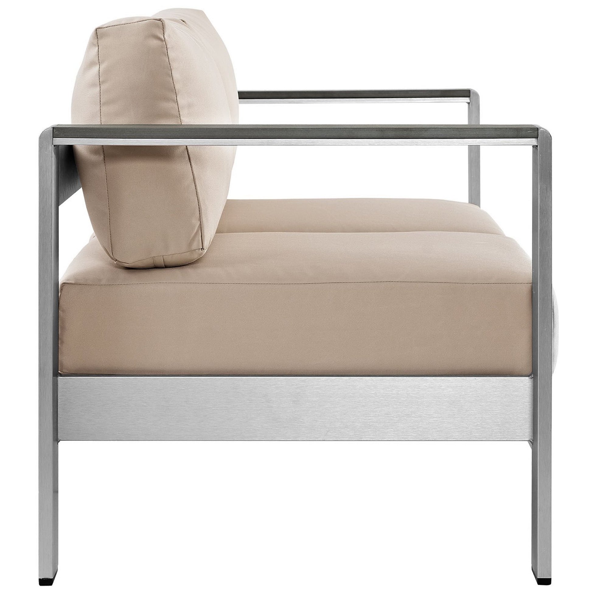Shore Outdoor Patio Aluminum Loveseat - Silver Gray