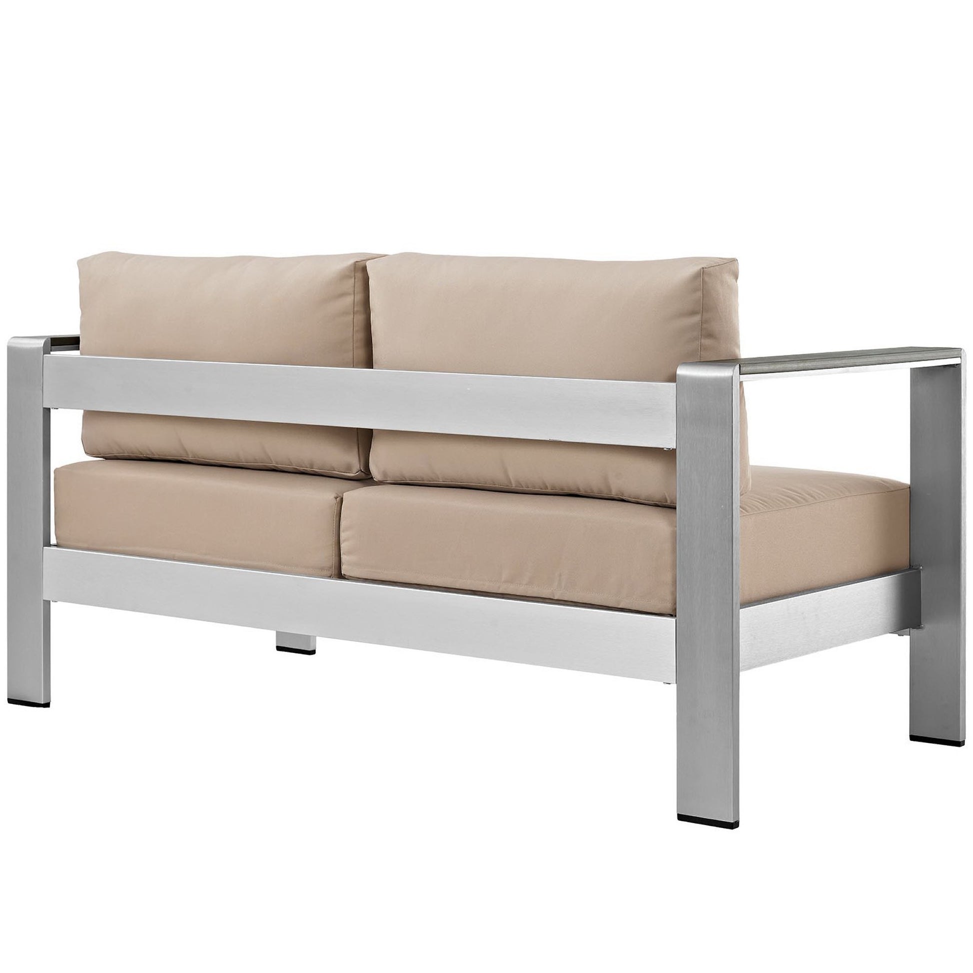 Shore Outdoor Patio Aluminum Loveseat - Silver Navy
