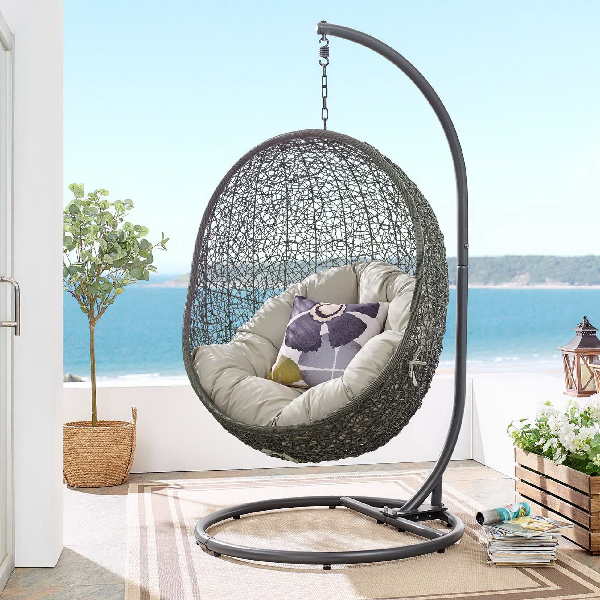 Hide Outdoor Patio Swing Chair With Stand - Gray Peridot