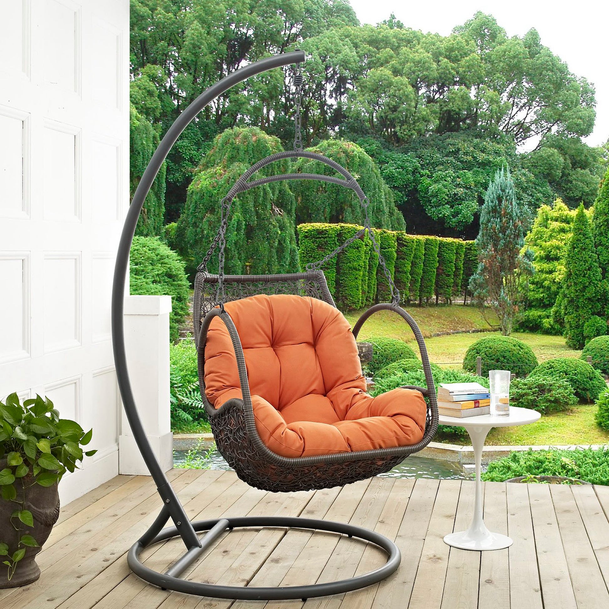 Arbor Outdoor Patio Wood Swing Chair - White
