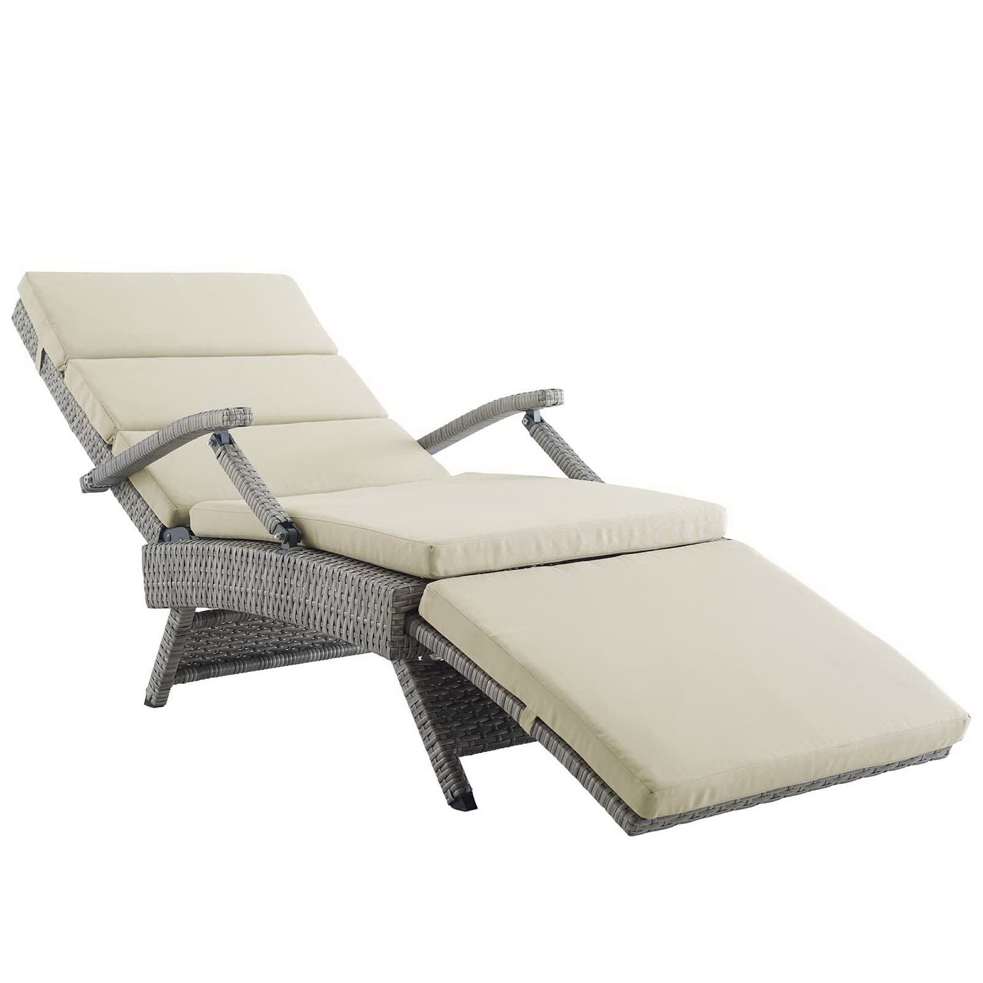 Envisage Chaise Outdoor Wicker Rattan Lounge Chair - Light Gray Beige