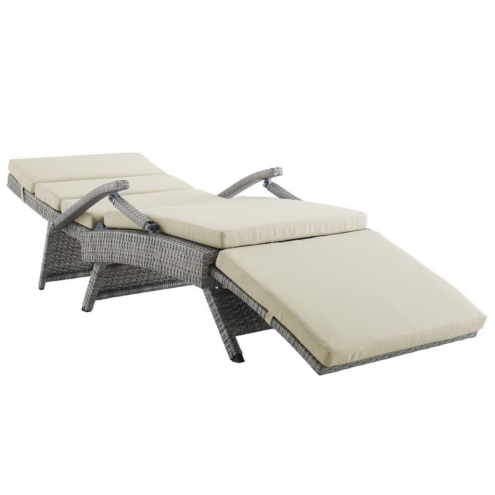 Envisage Chaise Outdoor Wicker Rattan Lounge Chair - Light Gray Navy