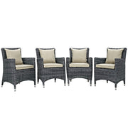 Summon 4 Piece Outdoor Patio Sunbrella® Dining Set - Antique Canvas Beige