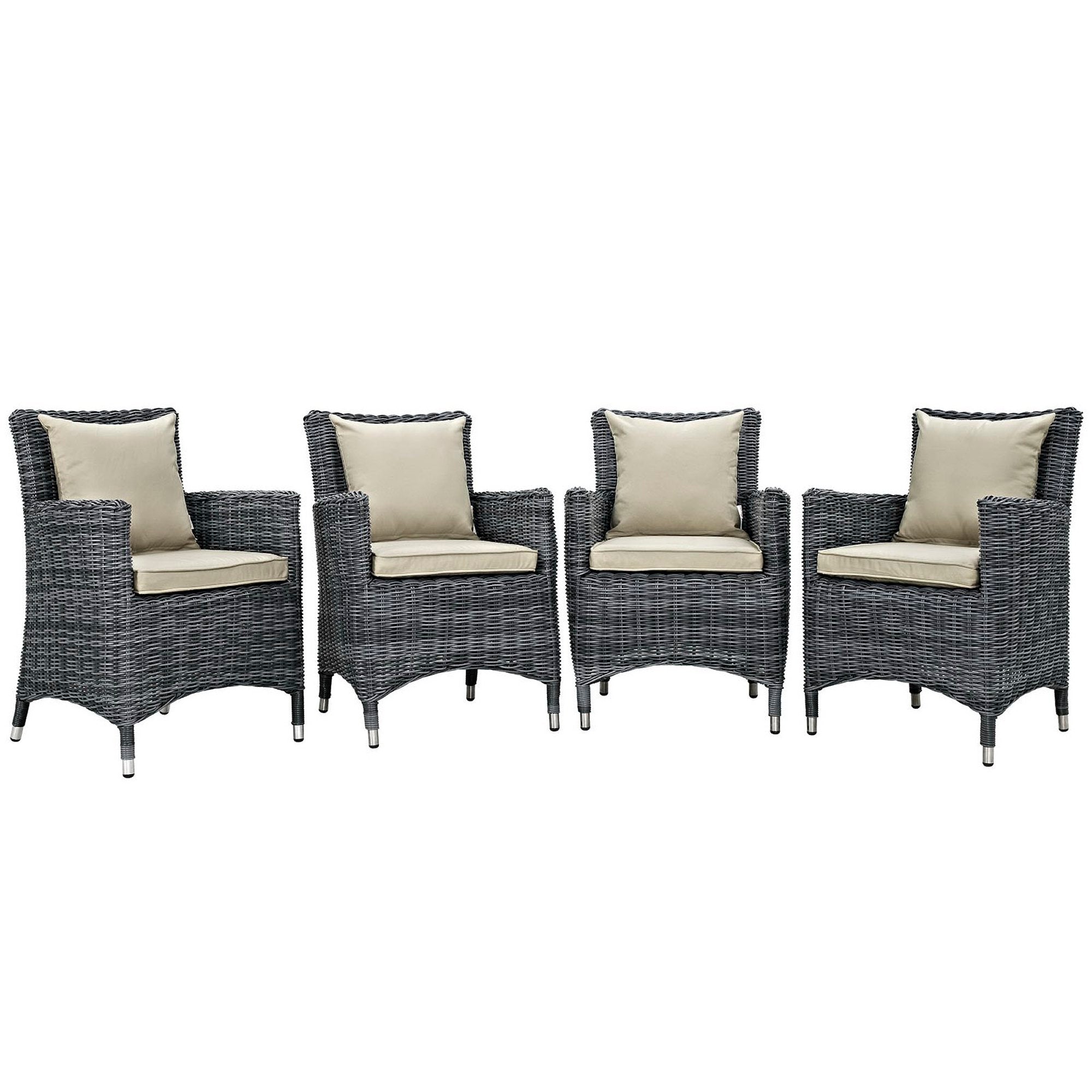 Summon 4 Piece Outdoor Patio Sunbrella® Dining Set - Antique Canvas Beige