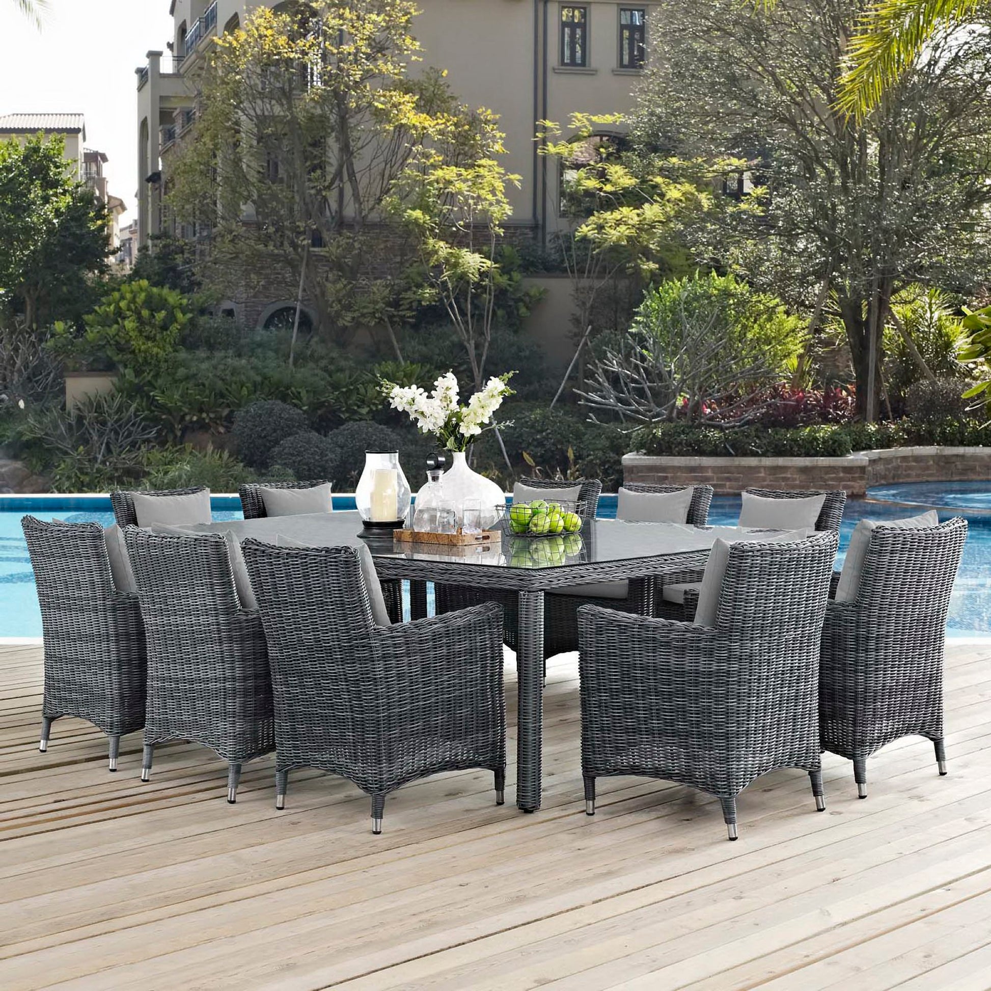 Summon 11 Piece Outdoor Patio Sunbrella® Dining Set