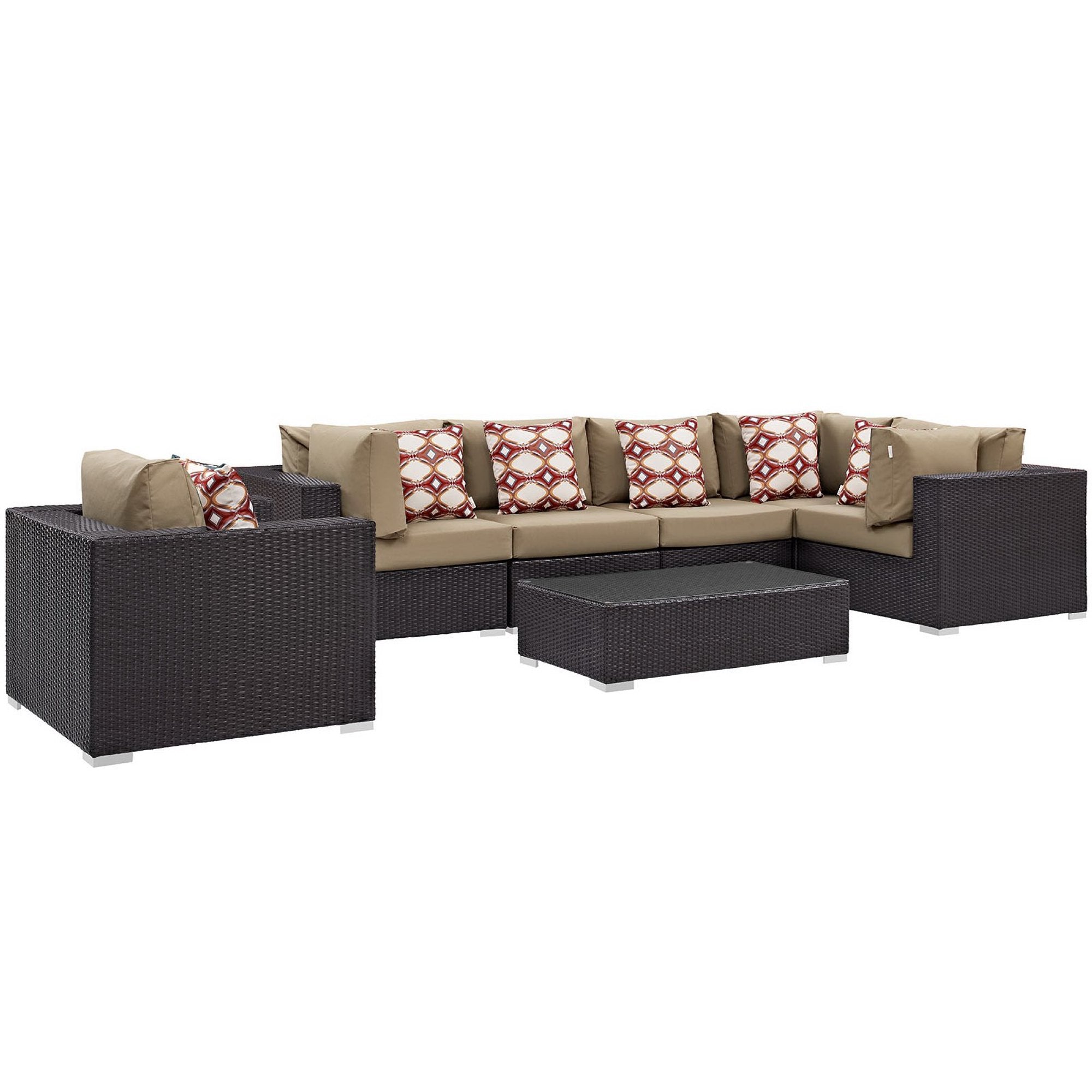 Convene 7 Piece Outdoor Sectional Set - Espresso Mocha