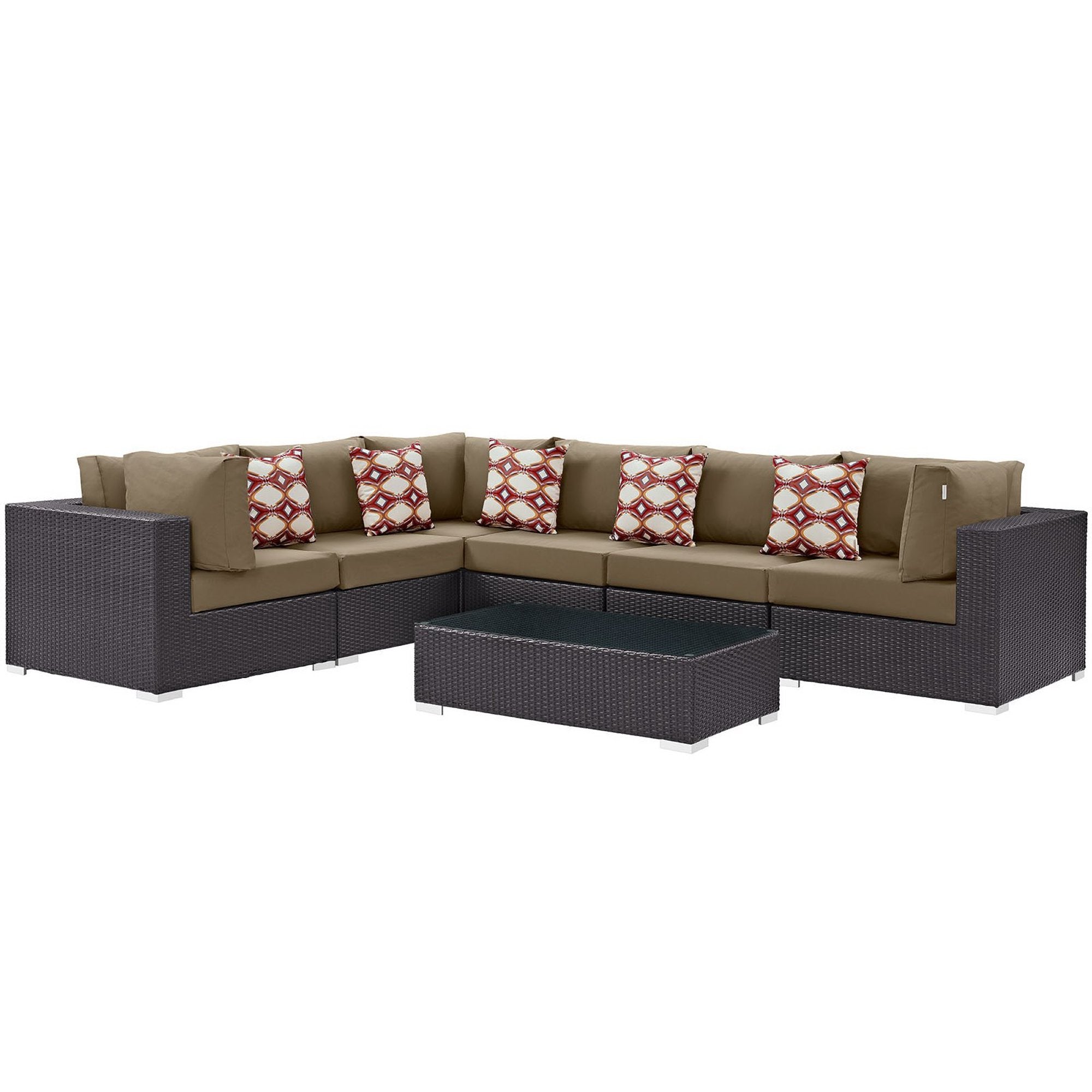 Convene 7 Piece Outdoor Sectional Set - Espresso Mocha