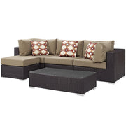 Convene 5 Piece Outdoor Sectional Set - Espresso Mocha