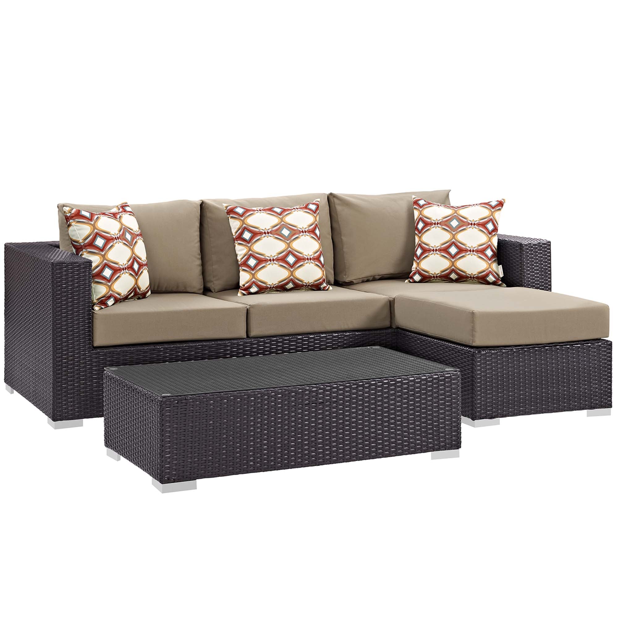 Convene 3 Piece Outdoor Sofa Set - Espresso Mocha