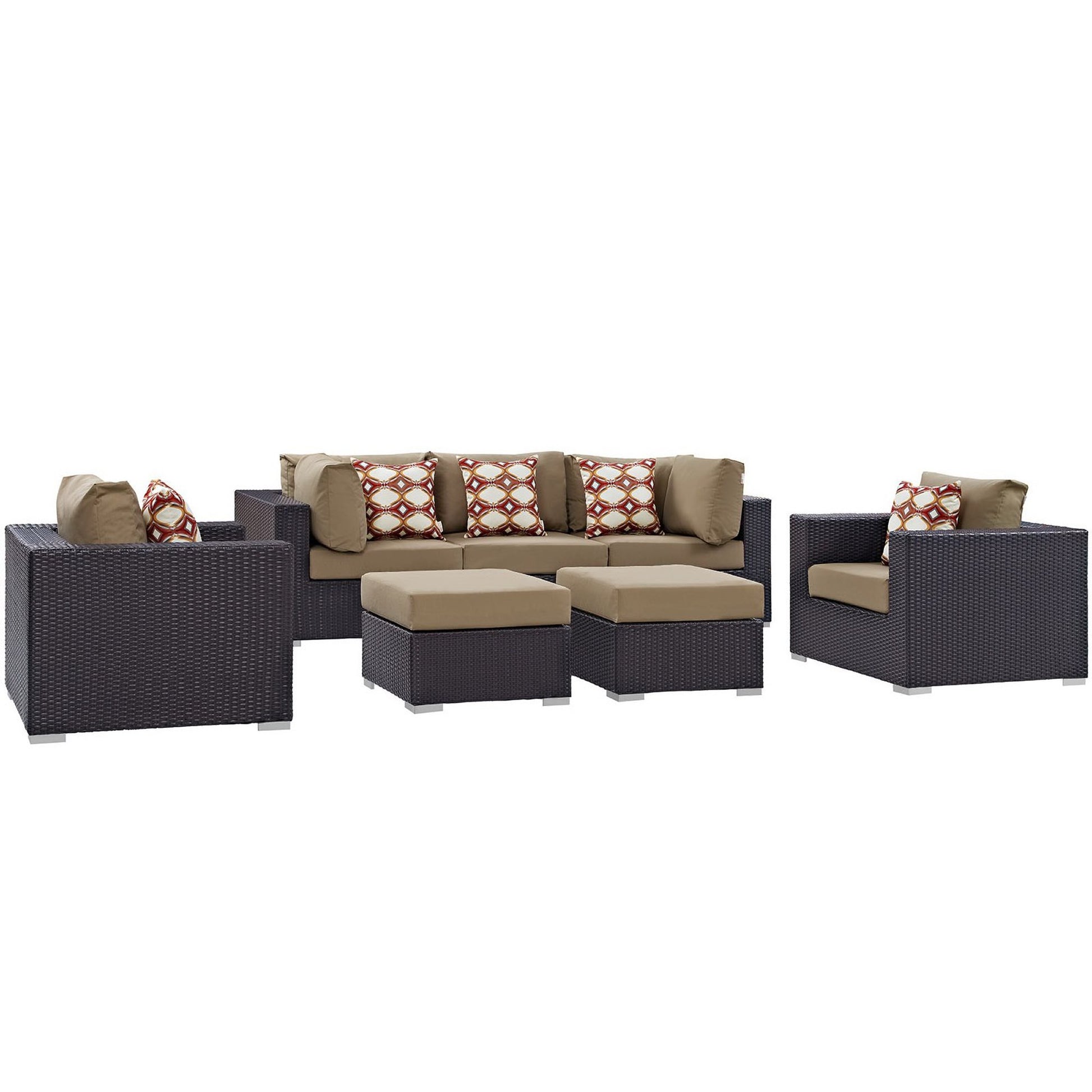 Convene 7 Piece Outdoor Sectional Set - Espresso Mocha