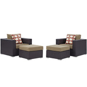Convene 4 Piece Outdoor Patio Sectional Set - Espresso Mocha