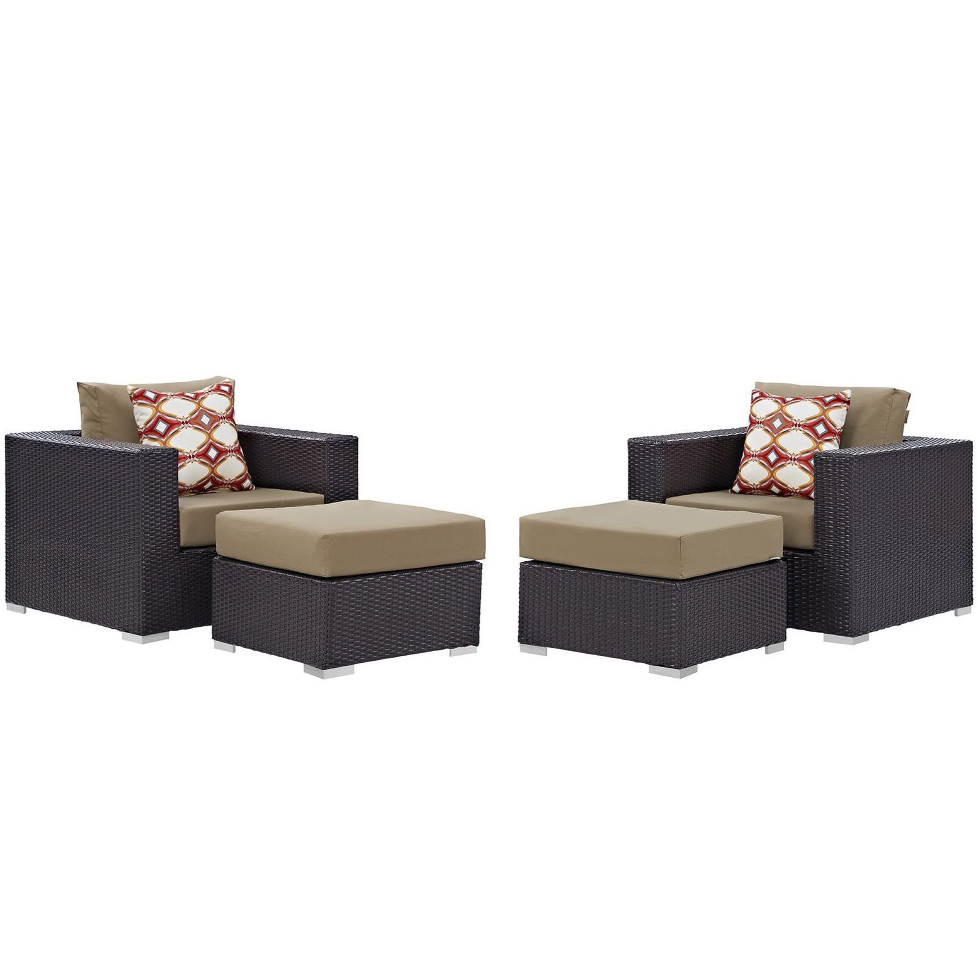 Convene 4 Piece Outdoor Patio Sectional Set - Espresso Mocha