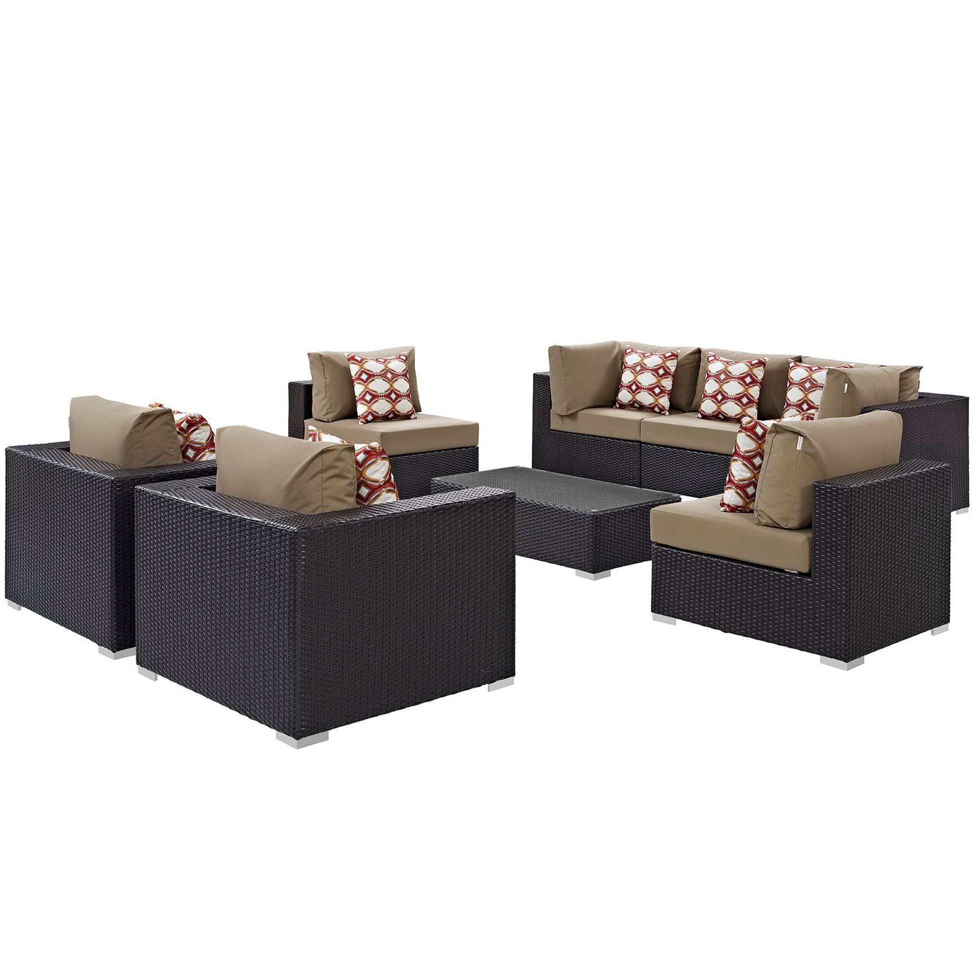 Convene 8 Piece Outdoor Sectional Set - Espresso Mocha