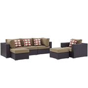 Convene 6 Piece Outdoor Sectional Set - Espresso Mocha