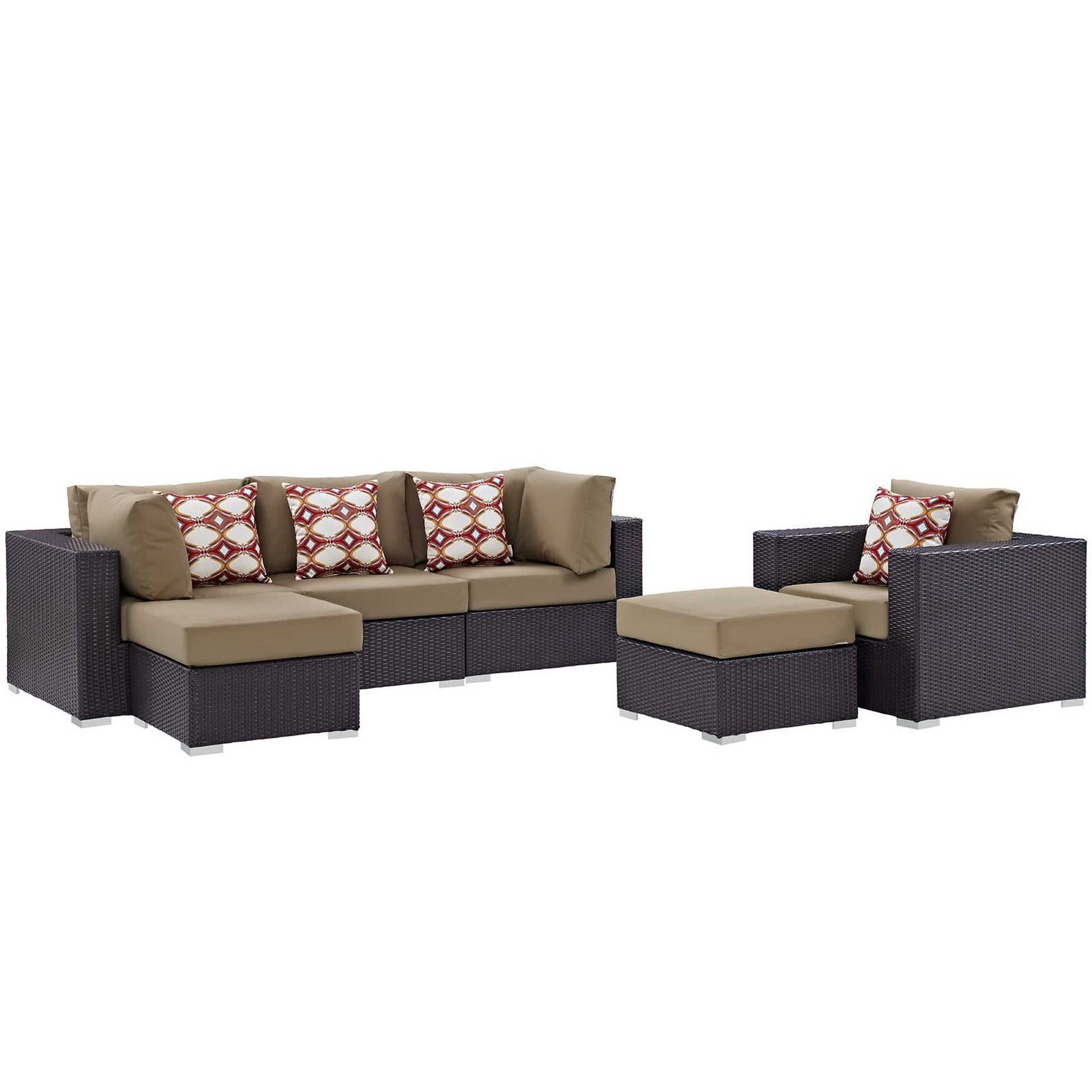 Convene 6 Piece Outdoor Sectional Set - Espresso Mocha