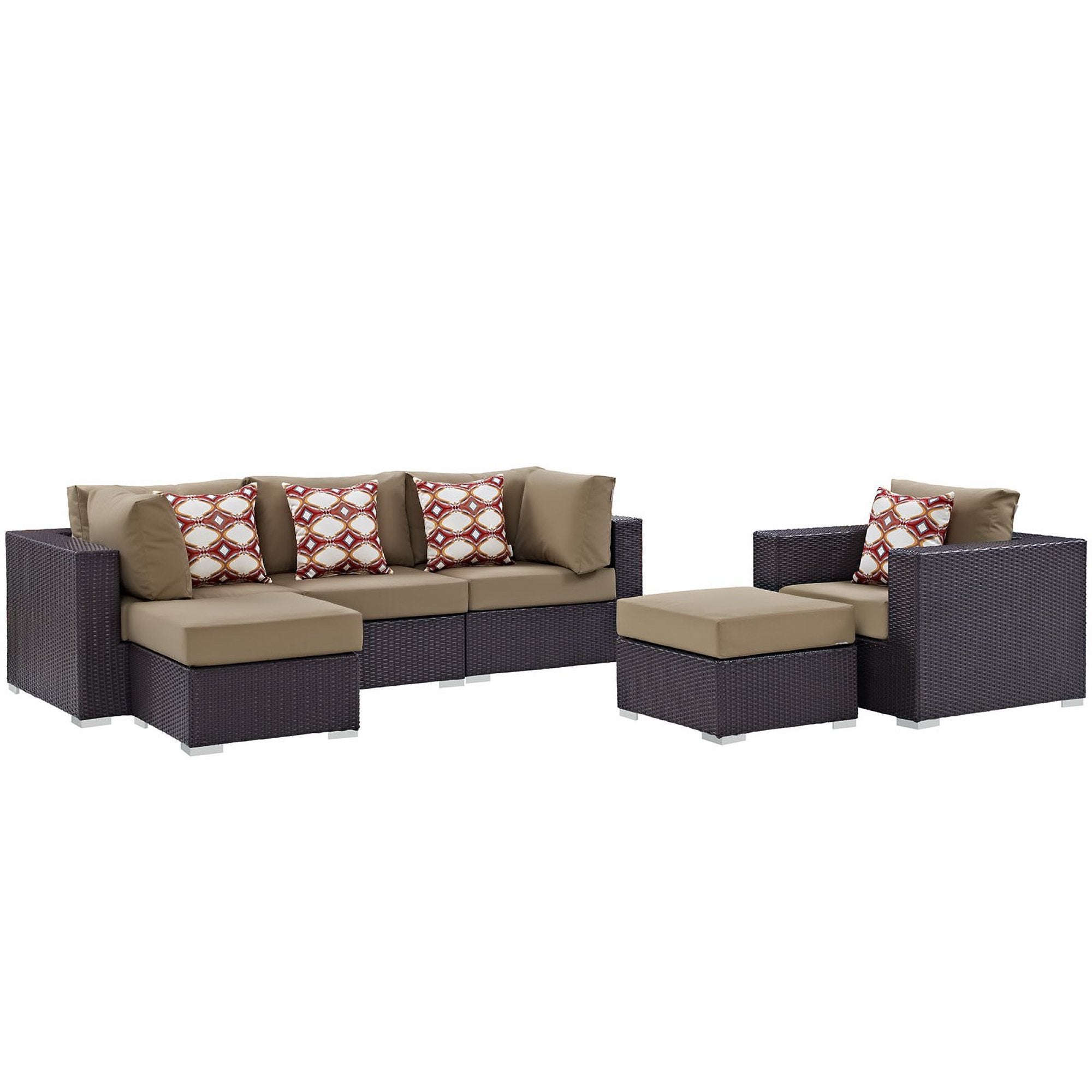 Convene 6 Piece Outdoor Sectional Set - Espresso Mocha