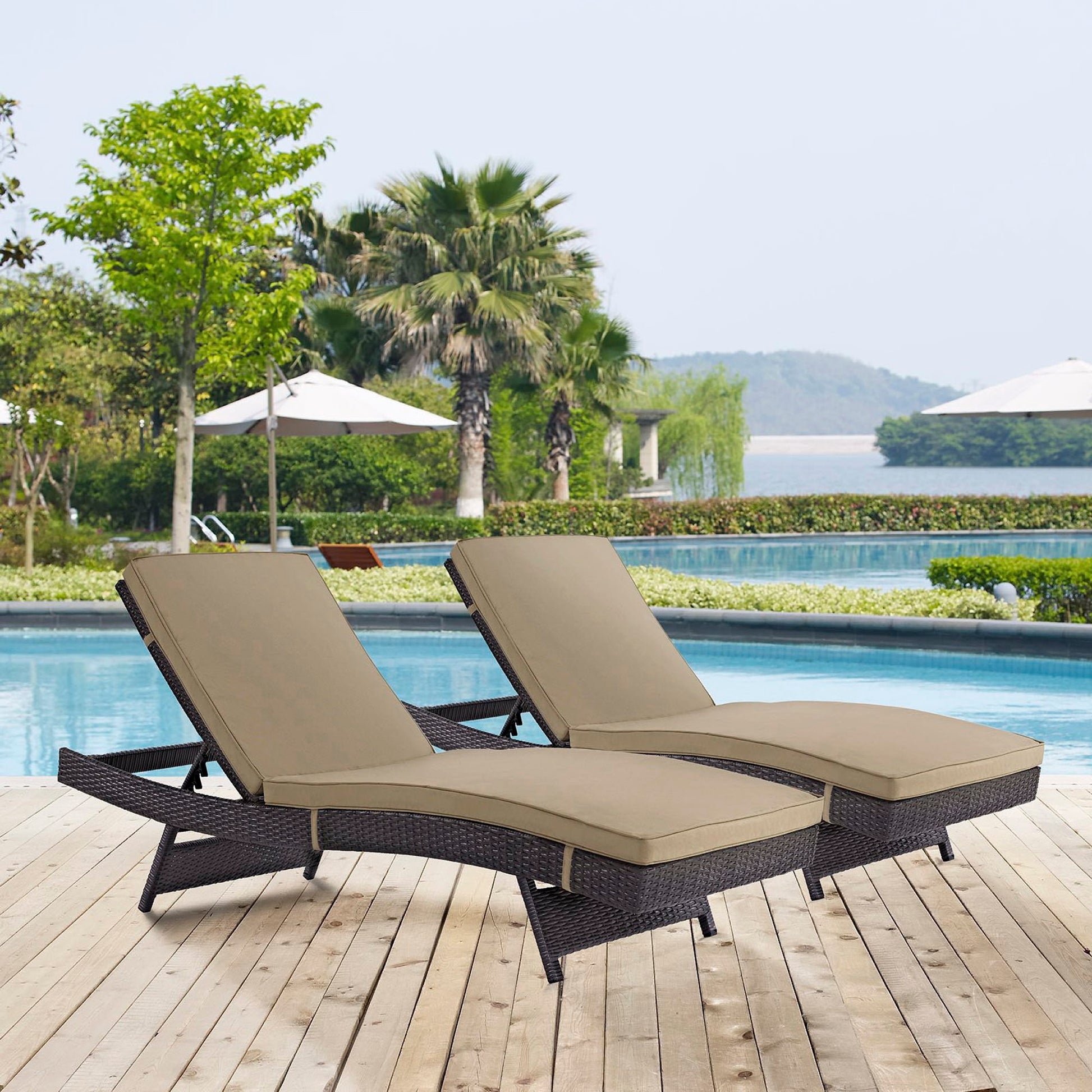 Convene Chaise Outdoor Patio Set of 2 - Espresso Red