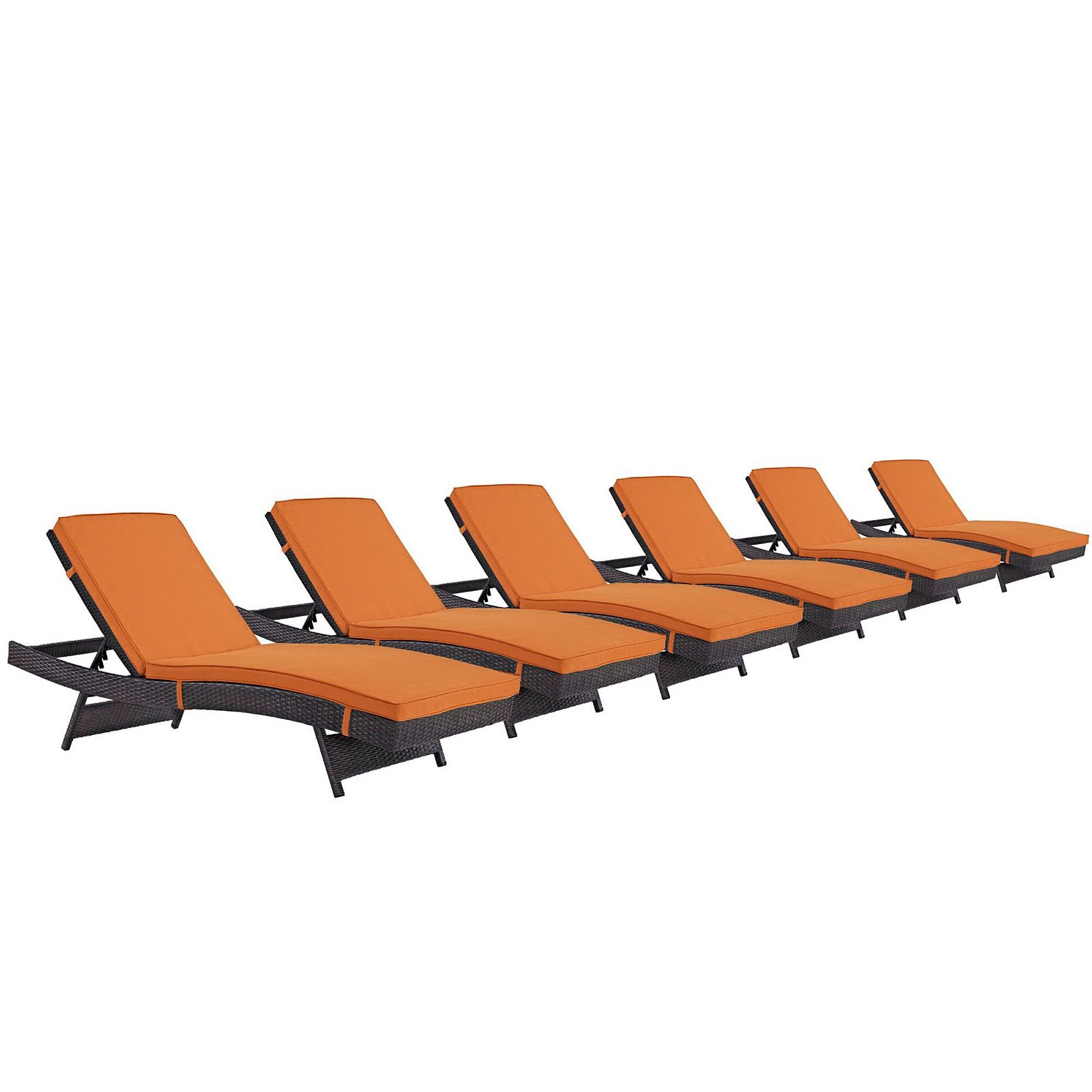 Convene Chaise Outdoor Patio Set of 6 - Espresso White