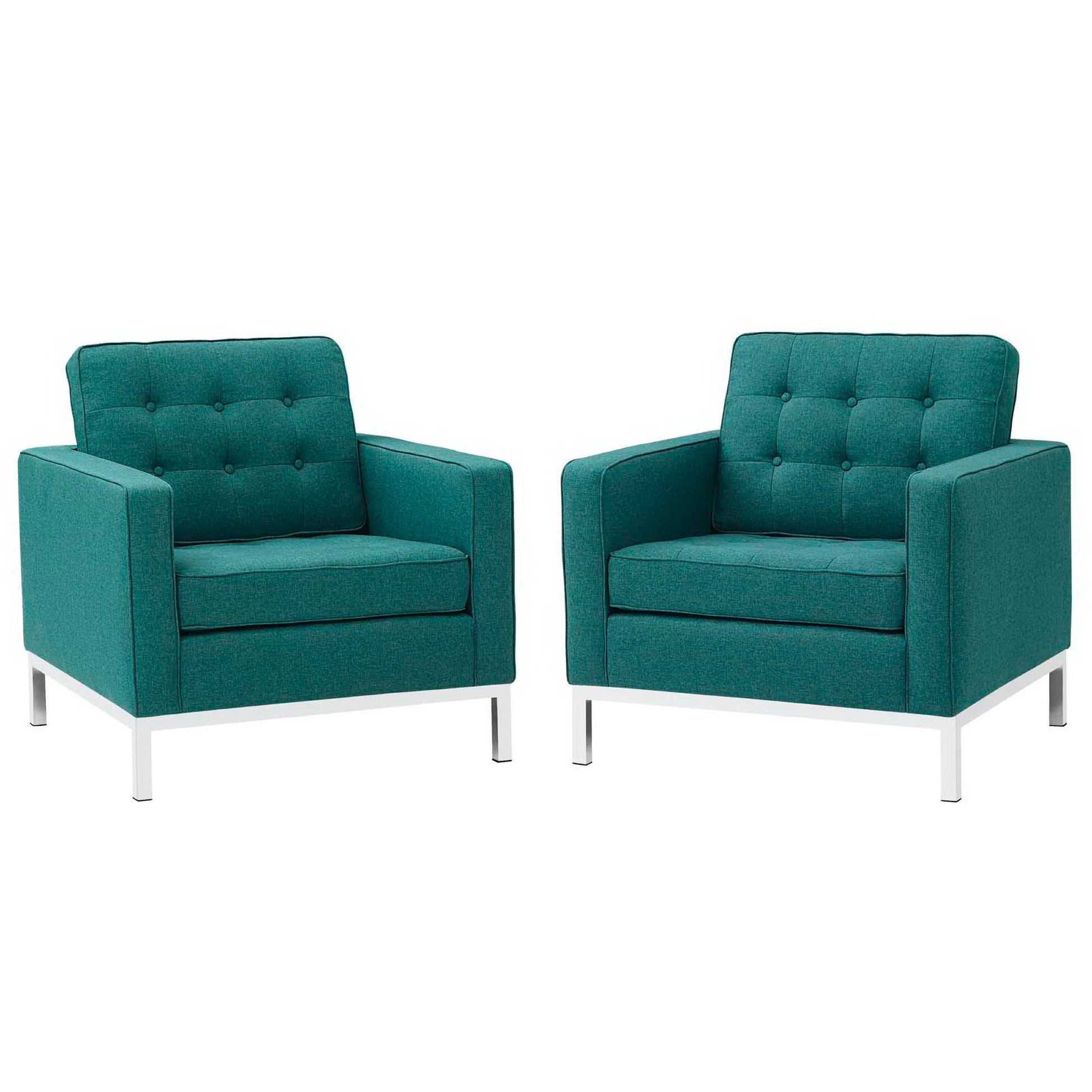 Loft Armchairs Upholstered Fabric Set of 2 - Teal