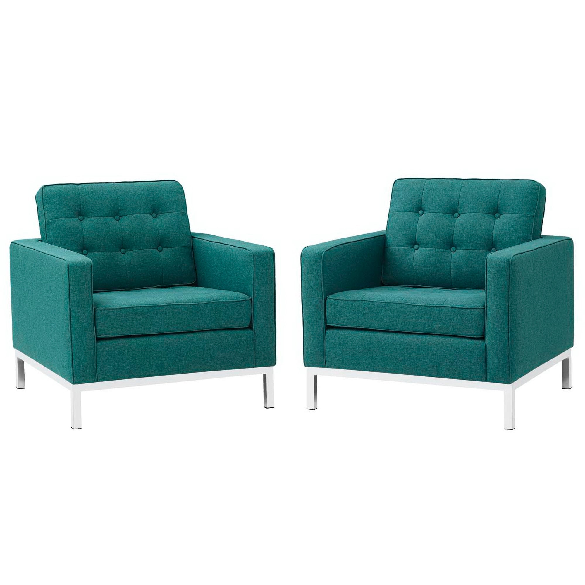 Loft Armchairs Upholstered Fabric Set of 2 - Teal