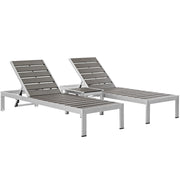 Shore 3 Piece Outdoor Patio Aluminum Set - Silver Gray