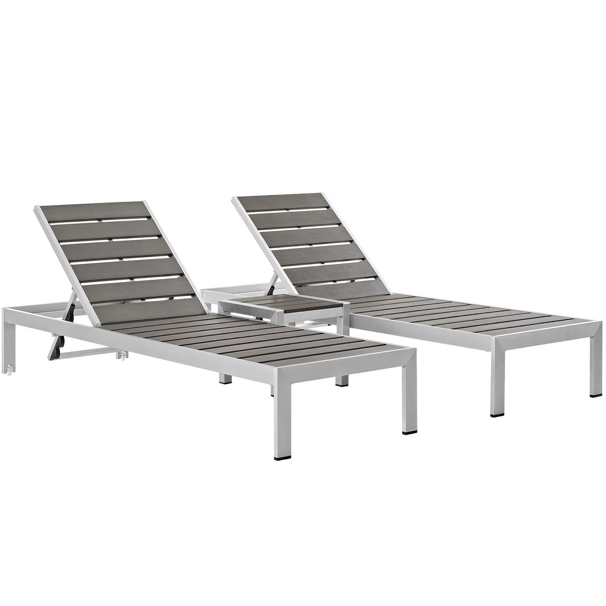 Shore 3 Piece Outdoor Patio Aluminum Set - Silver Gray