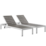 Shore Chaise Outdoor Patio Aluminum Set of 2 - Silver Gray