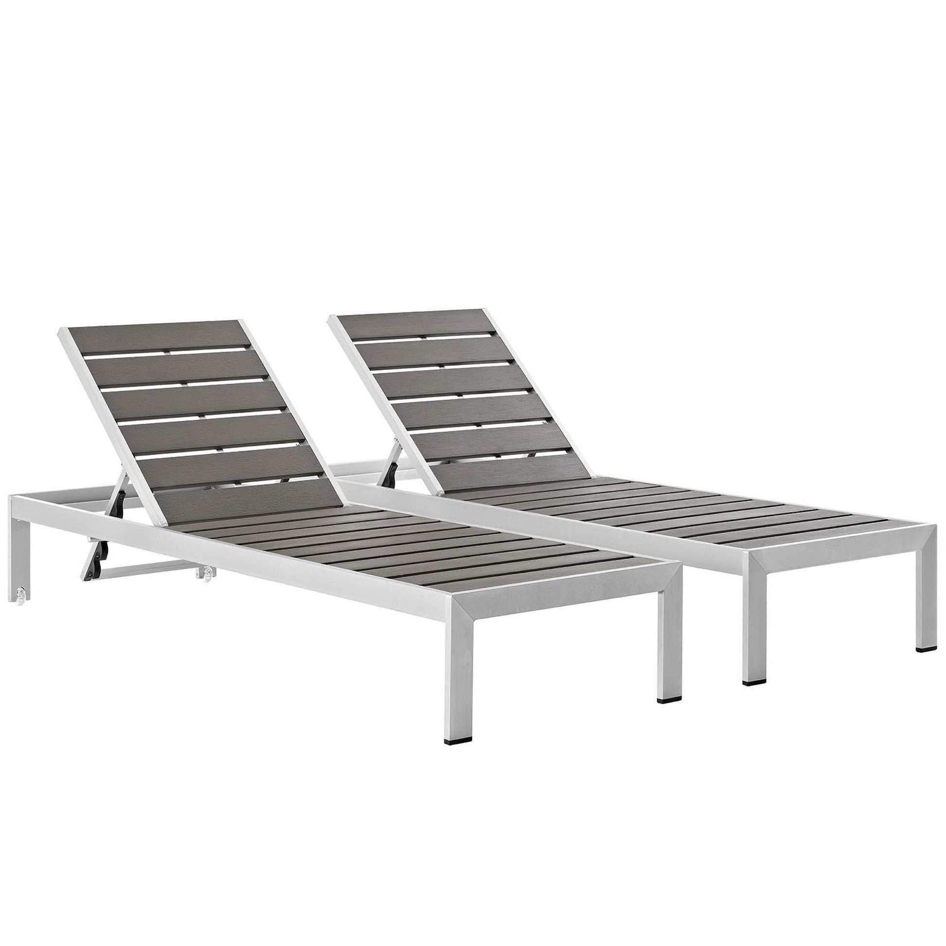 Shore Chaise Outdoor Patio Aluminum Set of 2 - Silver Gray
