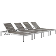 Shore Chaise Outdoor Patio Aluminum Set of 4 - Silver Gray