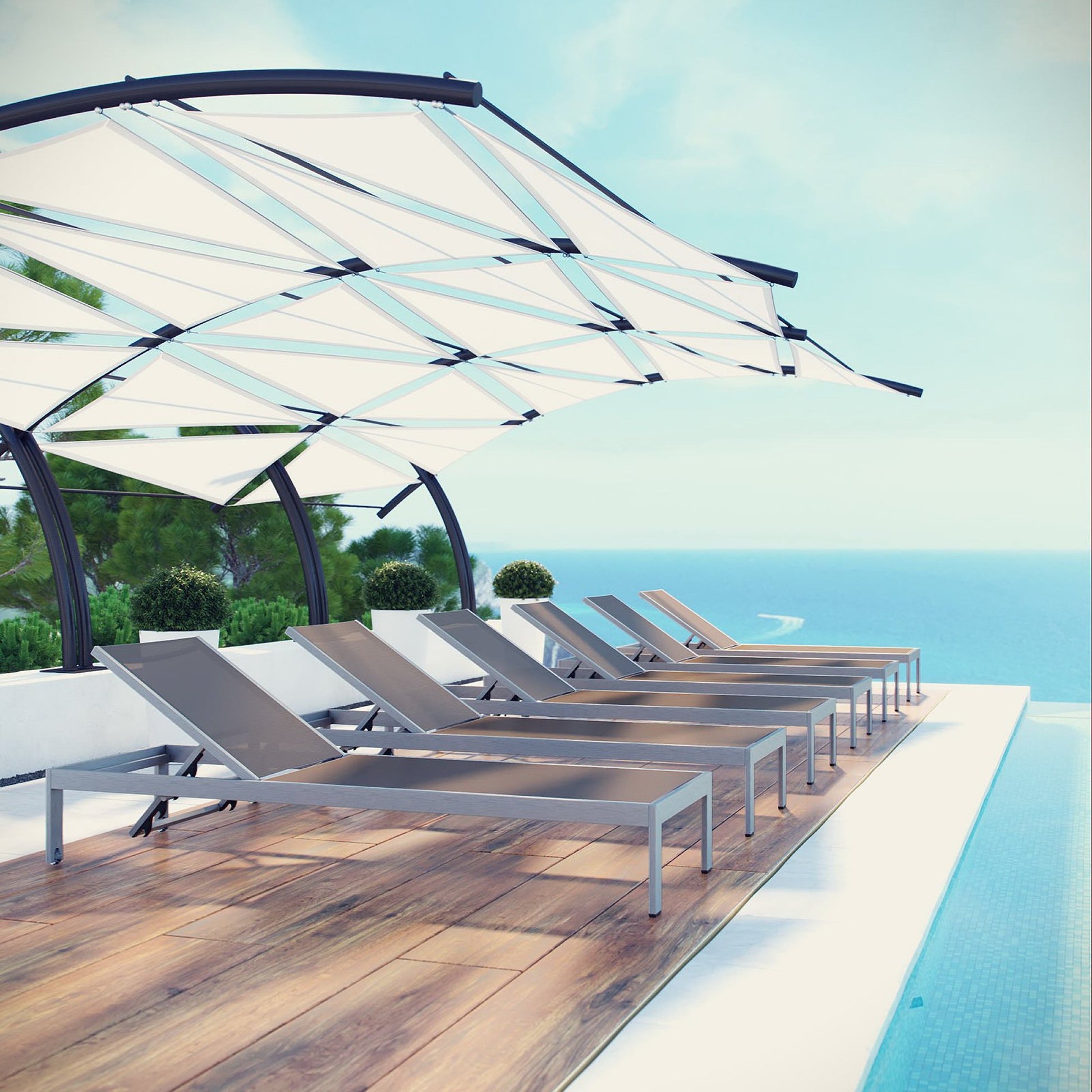 Shore Chaise Outdoor Patio Aluminum Set of 6
