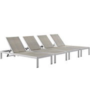 Shore Chaise Outdoor Patio Aluminum Set of 4 - Silver Gray