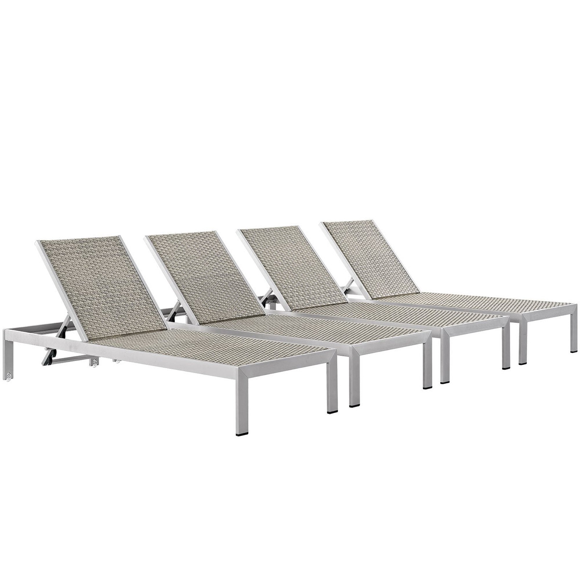 Shore Chaise Outdoor Patio Aluminum Set of 4 - Silver Gray