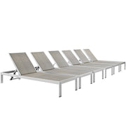 Shore Chaise Outdoor Patio Aluminum Set of 6 - Silver Gray