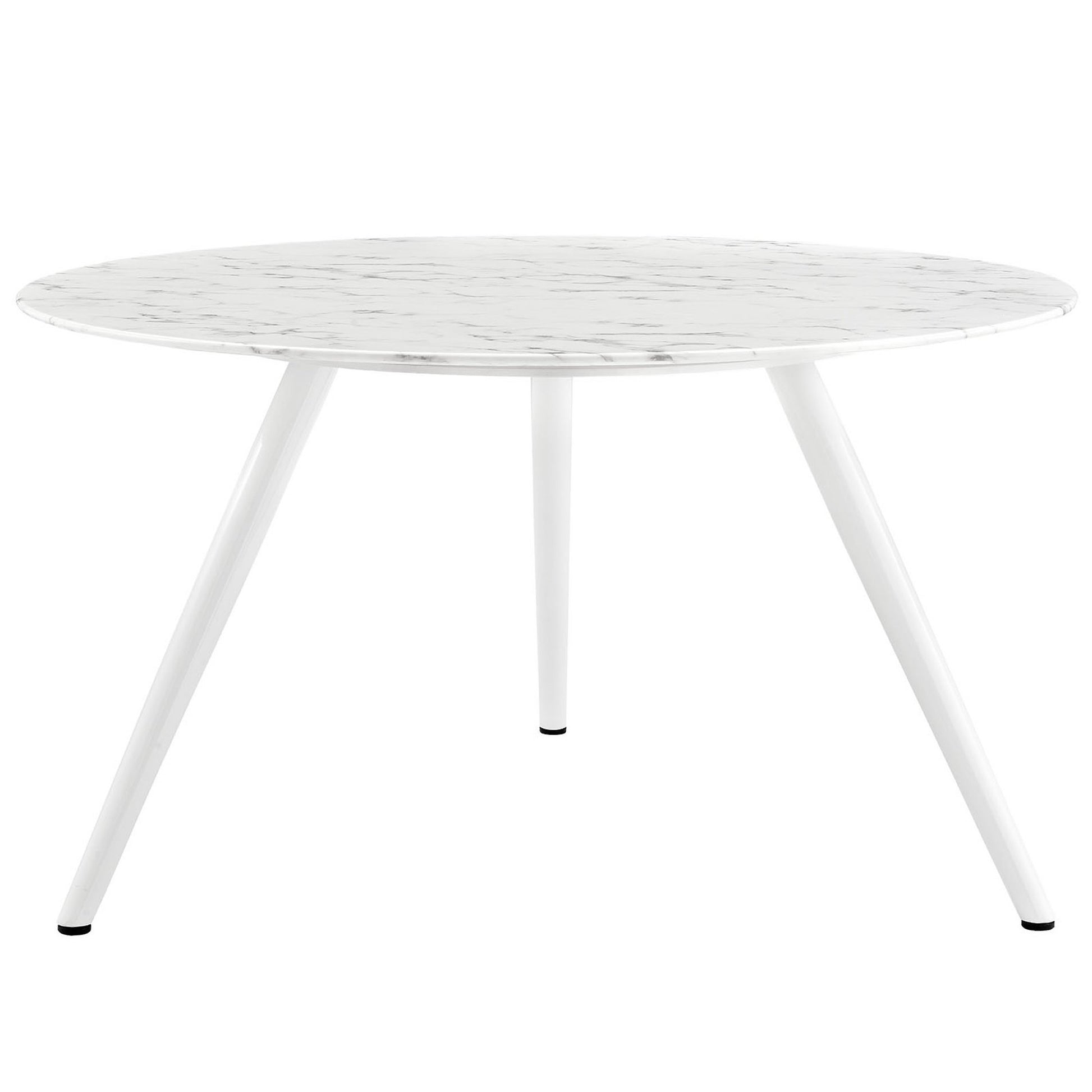 Lippa 54" Round Faux Marble Dining Table with Tripod Base - White