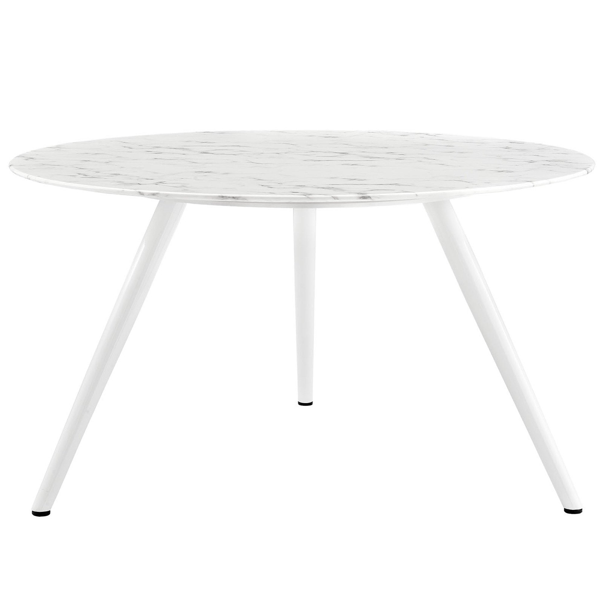 Lippa 54" Round Faux Marble Dining Table with Tripod Base - White
