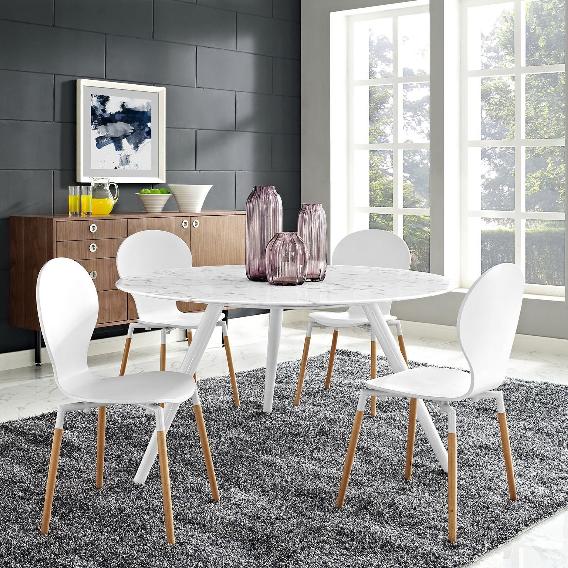 Lippa 54" Round Faux Marble Dining Table with Tripod Base