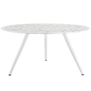 Lippa Round Artificial Marble Dining Table with Tripod Base - White